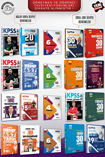 Yargı Yayınları 2026 KPSS GYGK Matematik Türkçe Tarih Coğrafya Kolay Orta Zor...