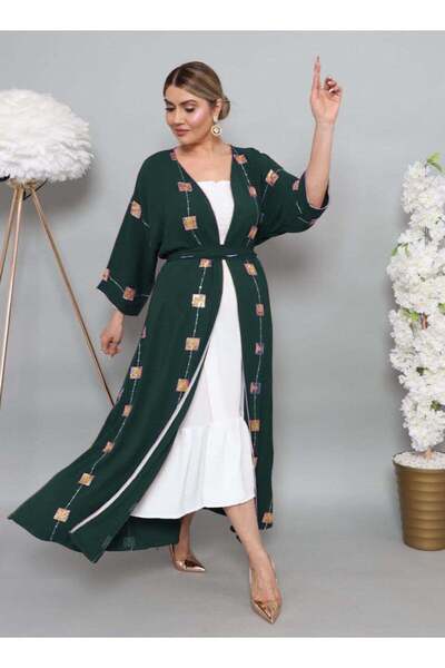 Generic jalabiya in dark green and white Two piece