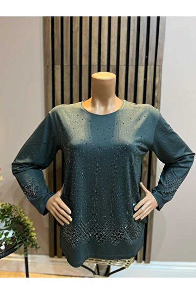 AKMAVİ Women's Combed Cotton Blouse for Middle Age and Above, Viscose Star Sh...