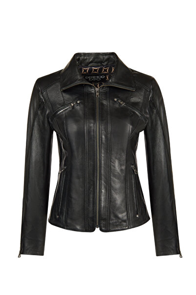 Derimod Janet Women's Black Short Leather Jacket 25Wge56021M