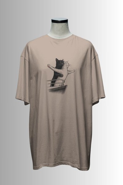 Ninkasiwear Titanic Cats Design Oversized T-Shirt 24/1 Cotton Pieces