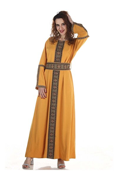 Generic Premium Quality Yellow Jalabiya with Traditional Palestinian Embroide...