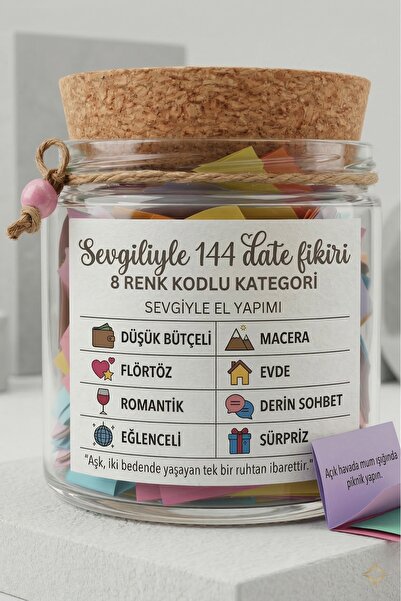 Animory ❤️ Sevgiliyle 144 Date Fikri Kavanozu – Çiftler İçin Romantik Randevu...
