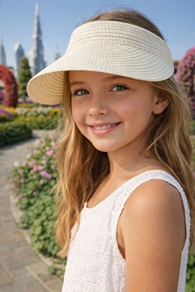 FELLMENS Pălărie albă din paie pentru fete 10-18 ani