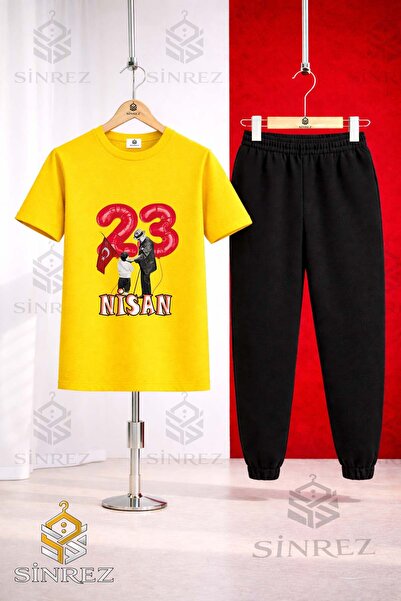 SİNREZ Set de trening pentru copii ATA COCUK 23 NISAN cu tricou imprimat