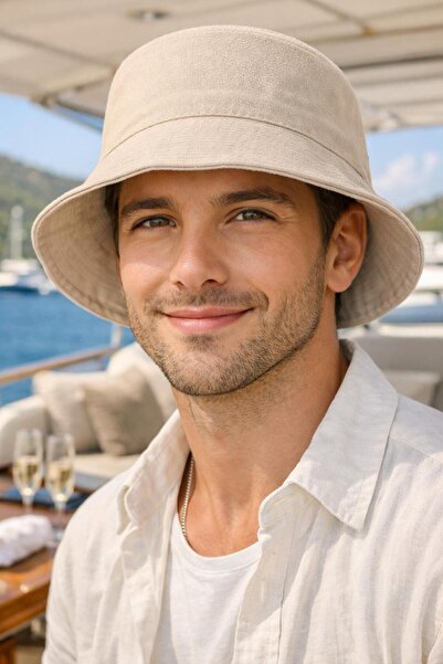 FELLMENS Бежова памучна шапка тип „букет“ за мъже