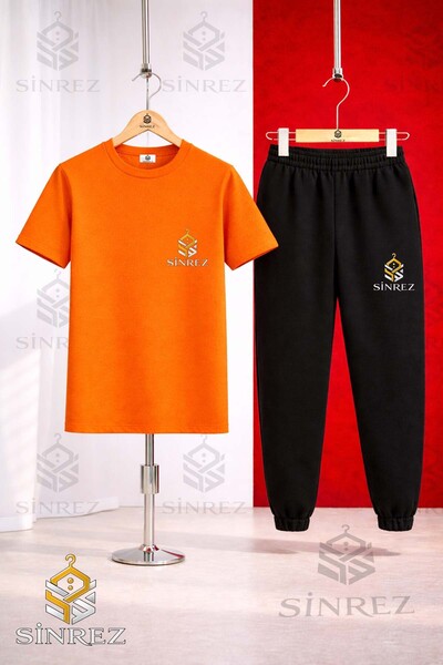 SİNREZ Children's Logo Printed T-Shirt Sweatpants Set