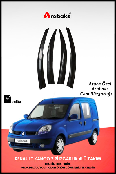 Arabaks Renault Kango 2 Cam Rüzgarlığı 4'lü Takım (MUGEN TİP, DAYANIKLI MALZE...
