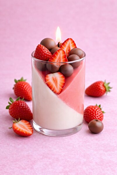 Veluna mum Çilek Rüyası Dekoratif Bardak Mum 🍓💫