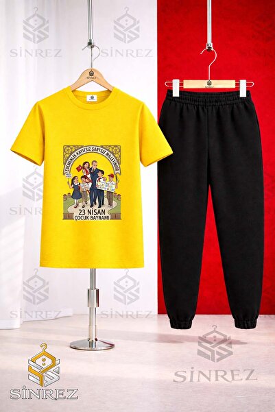 SİNREZ Set de trening cu tricou imprimat pentru copii ATA CHILDREN'S CIRCLE 2...