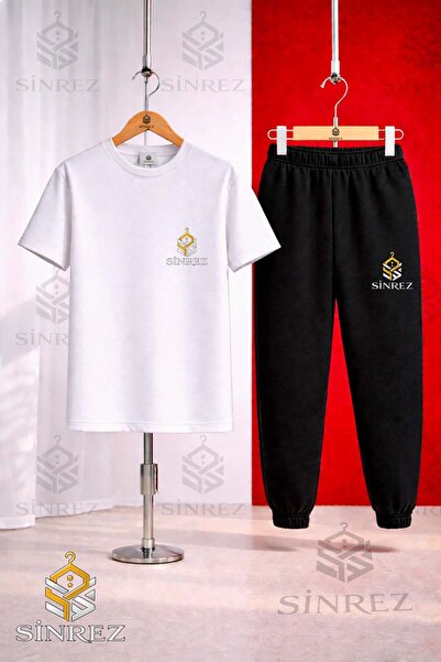 SİNREZ Children's Logo Printed T-Shirt Sweatpants Set
