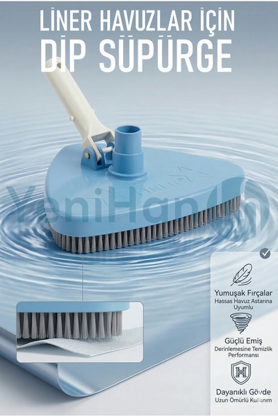 Ekonef Profesyonel Üçgen Havuz Dip Süpürgesi (Liner Havuzlara Özel, Çizmez Fı...