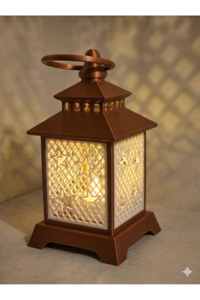 Helis Craft Dekoratif Yıldız Desenli Fener Mumluk - Led Mum Uyumlu