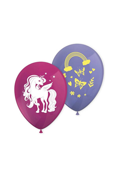 UNICORN Set of 8 Rainbow Colors party balloons, 28 cm Purple