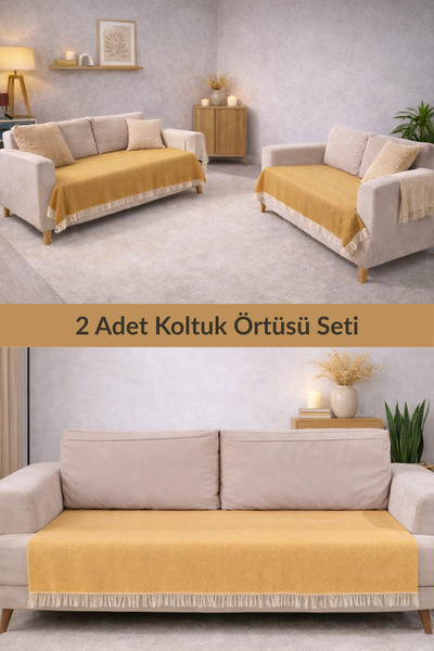 pamore 2 ADET Pamuklu Koltuk Örtüsü 115x200 cm | Çekyat ve Kanepeler İçin Kor...