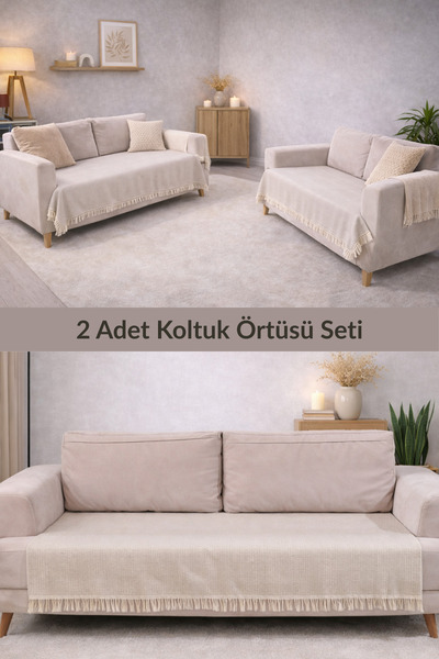 pamore 2 ADET Pamuklu Koltuk Örtüsü 115x200 cm | Çekyat ve Kanepeler İçin Kor...