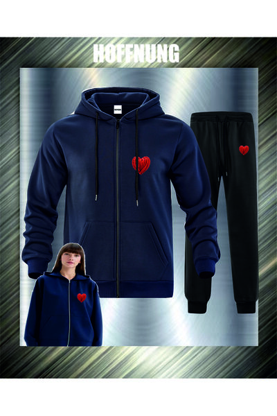 HOFFNUNG Unisex Casual Tracksuit Set Red Hear Outdoor Full Zip