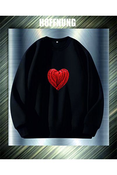 HOFFNUNG Unisex Cotton Lu Oversized Red Heart Printed Hooded Collar Comfortab...