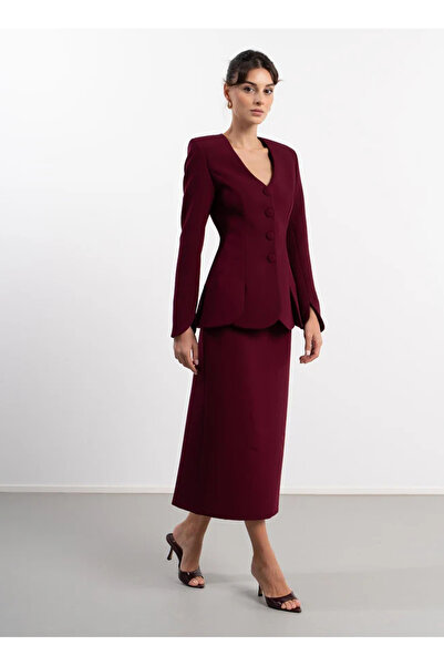 Atelier Aliz Bordo Kadın Normal Fit Ceket ALZ-6121