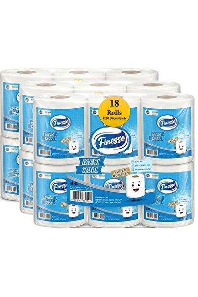 Finesse 18 Pack of Maxi Roll 2-Ply Tissue, 21600 Sheets, 1000g, Kitchen towel...