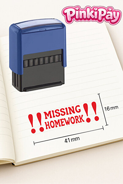 pinkipay Öğretmen Kaşesi Missing Homework Kaşesi Kendinden Mürekkepli Kırmızı...