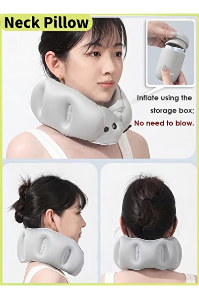 Generic 2-in-1 Inflatable Travel Neck Pillow U-Shaped TPU Pillow Adjustable (...