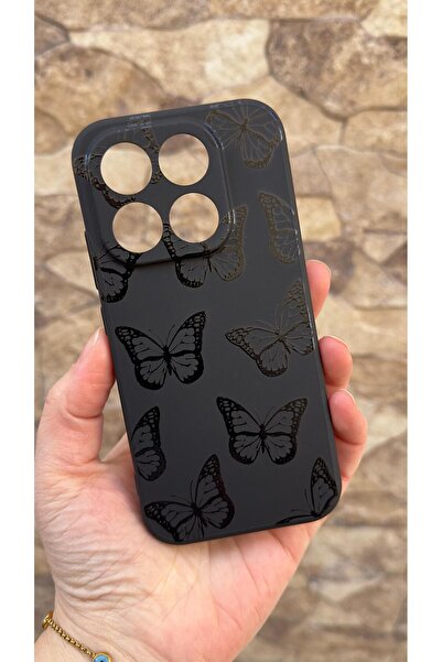 Vip Case Mi 17 5g Compatible Black Butterfly Patterned Silicone Shock-Absorbi...