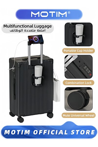 MOTIM حقيبة سفر محمولة بعجلات دوارة وإطار من الألومنيوم، مقاس 22 بوصة