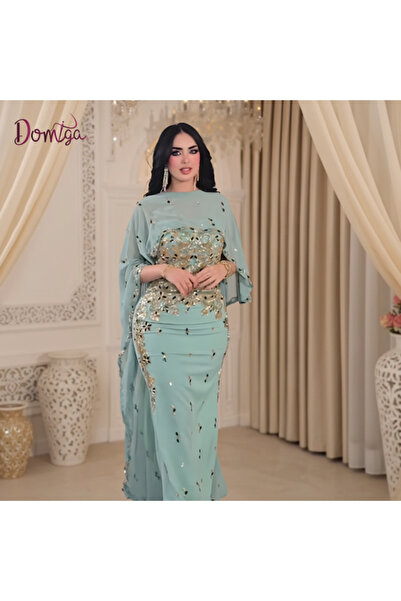 domiga Luxury Evening Dress Two Pieces Mermaid Cut with Chiffon Cape