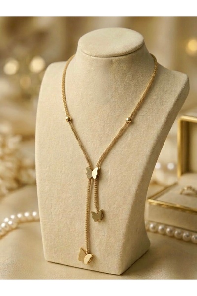 Majesteel - Stainless Steel 316L 14K Gold Paslanmaz Kararmaz Kelebekli Çelik ...