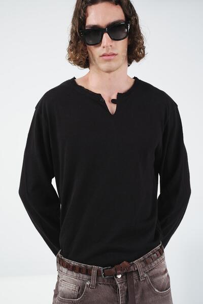 GIESTO БРИТАНСКА ЧЕРНА ТЕНИСКА С ДЪЛГИ РЪКАВИ