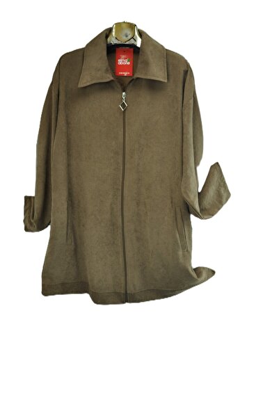 elma abone Plus Size Women's Summer Suede Zippered Jacket