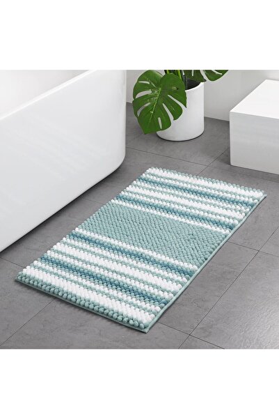 Arabest حصيرة حمام سميكة وناعمة ورقيقة من نسيج الشنيل المخطط، مانعة للانزلاق،...