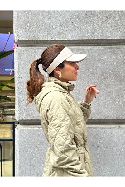 Seda Bijuteri قبعة قماشية ذات حاجب للرأس باللون البيج