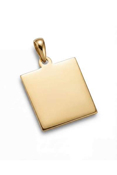 Yener Mücevher Kare Altın Plaka Kolye Ucu