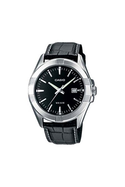 Casio MTP-1308L-1AVDF Men’s Analog Watch – Black Dial, Black Leather Strap, D...