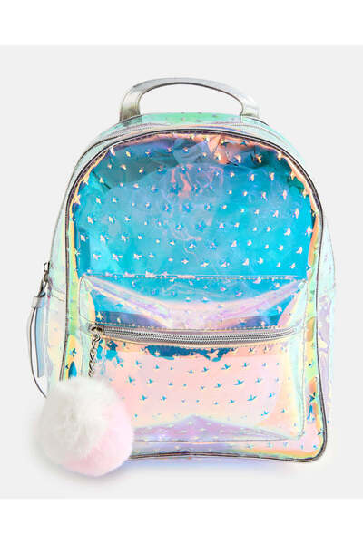 REDTAG Senior Girls Silver Embellished Backpack