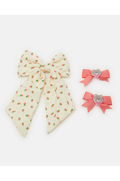 REDTAG Girls Assorted Bow Hair Clip Set (3 Piece)