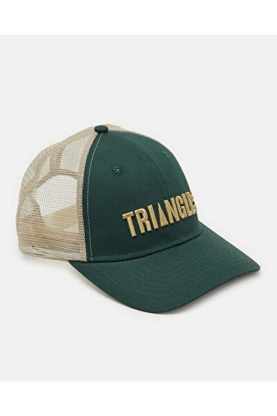 REDTAG Women Dark Green Triangle Embroidered Mesh Cap