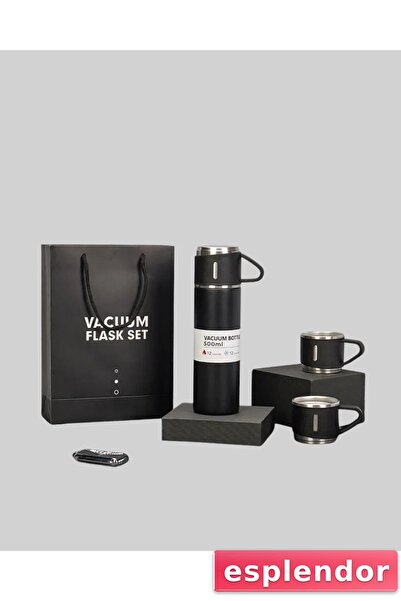 esplendor طقم ترمس وكوب من الفولاذ المقاوم للصدأ سعة 500 مل مع واقي حراري