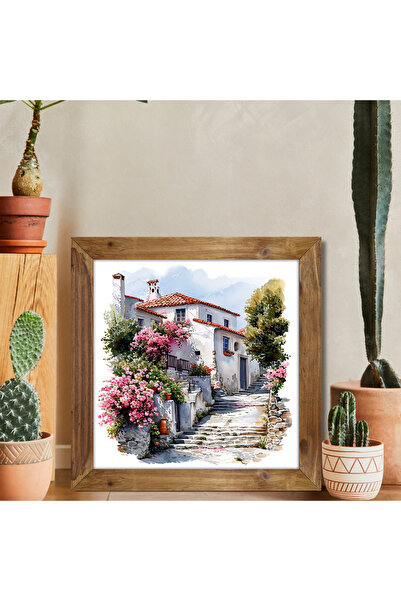 Tuba Decor Tablou pătrat cu ramă din lemn, Grecia