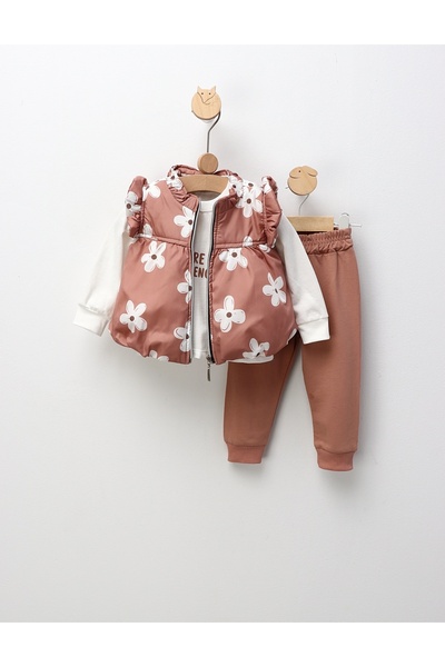 MiniKids Σετ κοστούμι με γιλέκο, You Are Enough, καφέ