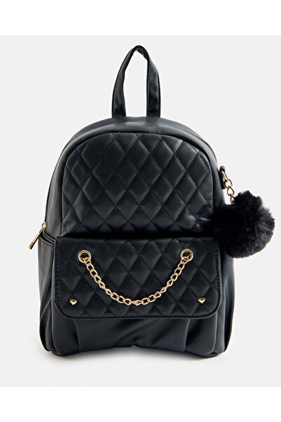 REDTAG حقيبة ظهر سوداء مزينة للبنات الكبيرات