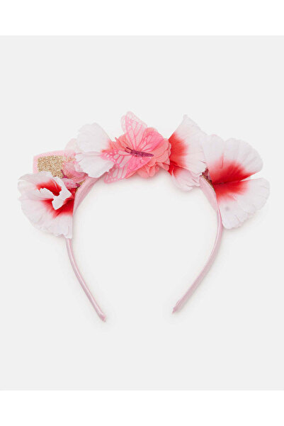 REDTAG طوق رأس للبنات مزين بالزهور البيضاء والوردية