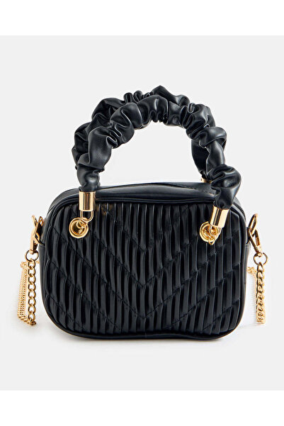 REDTAG Women Black Textured Bollin Bag