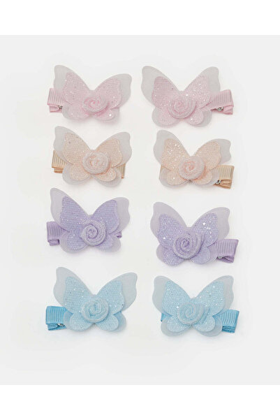 REDTAG Girls Assorted Embellished Hair Clip Set (Pack of 8)