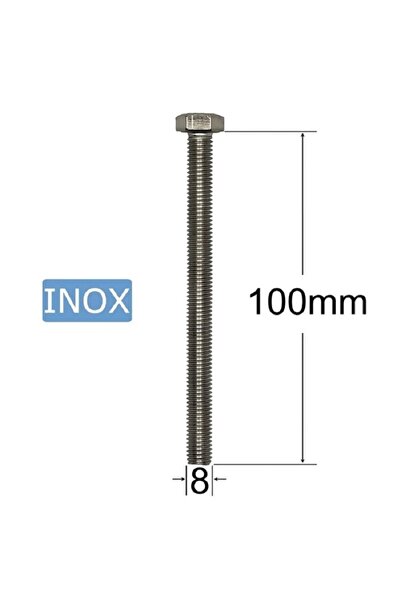 inox Surub M8x100mm Cap Hexagonal - 25buc/cutie