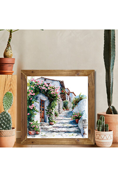 Tuba Decor Ξύλινο Τετράγωνο Πίνακας Ζωγραφικής με Πλαίσιο Ελλάδας