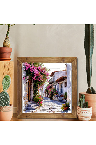 Tuba Decor Ξύλινο Τετράγωνο Πίνακας Ζωγραφικής με Πλαίσιο Ελλάδας