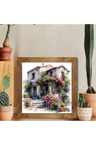 Tuba Decor Ξύλινο Τετράγωνο Πίνακας Ζωγραφικής με Πλαίσιο Ελλάδας